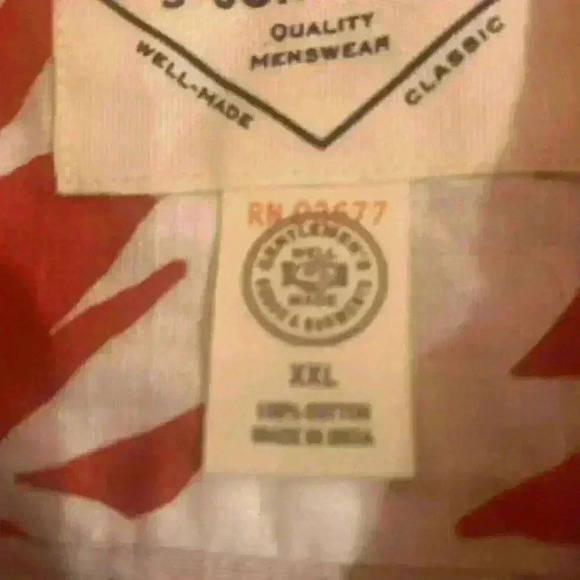 St. John's Bay Leaf Palm Print Button Down Shirt Red & White Men size XXL 2XL - Picture 7 of 9